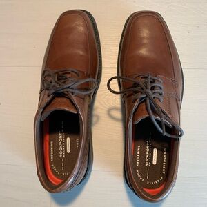 Rockport Men's Tan Havane Leather Apron Toe Lace Up Oxford Shoes